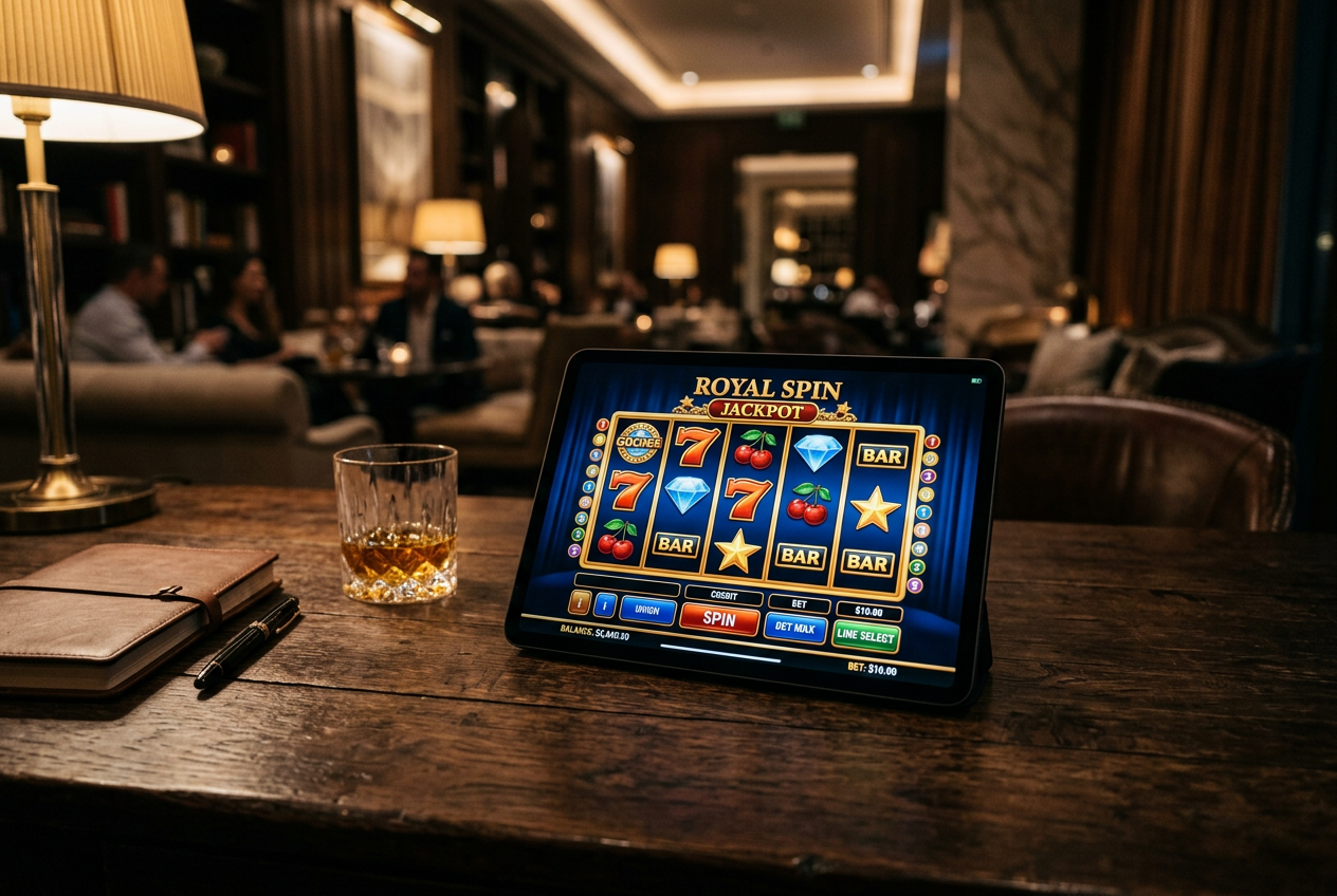 Sleek tablet displaying casino games